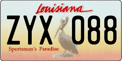 LA license plate ZYX088
