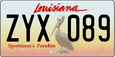 LA license plate ZYX089
