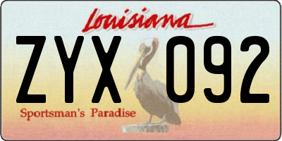 LA license plate ZYX092