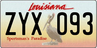 LA license plate ZYX093