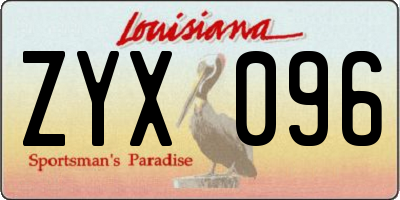 LA license plate ZYX096