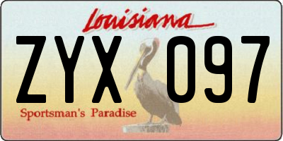 LA license plate ZYX097