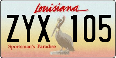 LA license plate ZYX105