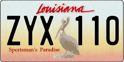 LA license plate ZYX110
