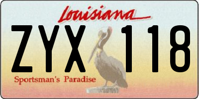 LA license plate ZYX118
