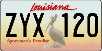 LA license plate ZYX120