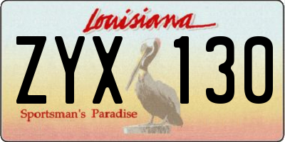 LA license plate ZYX130