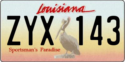 LA license plate ZYX143
