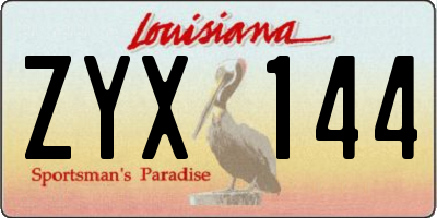 LA license plate ZYX144