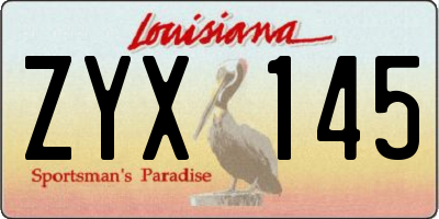LA license plate ZYX145
