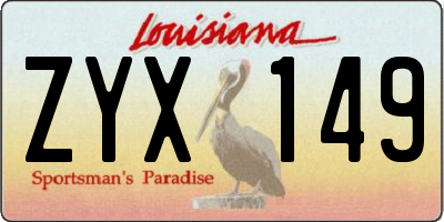 LA license plate ZYX149