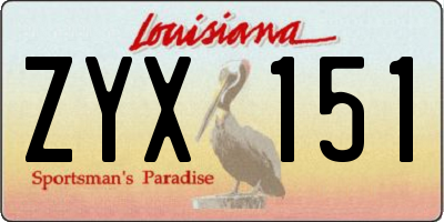 LA license plate ZYX151