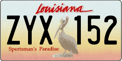 LA license plate ZYX152