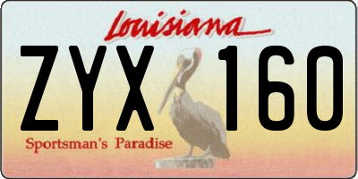 LA license plate ZYX160