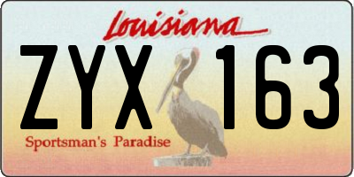 LA license plate ZYX163