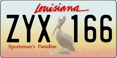 LA license plate ZYX166