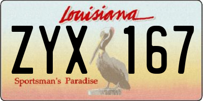 LA license plate ZYX167