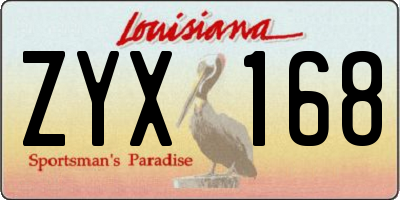LA license plate ZYX168