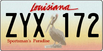 LA license plate ZYX172