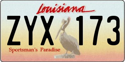 LA license plate ZYX173