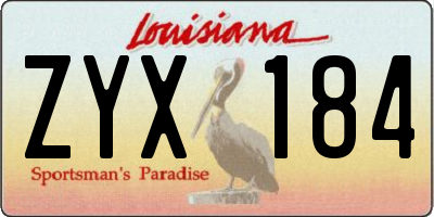 LA license plate ZYX184