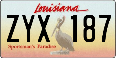 LA license plate ZYX187