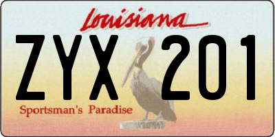 LA license plate ZYX201