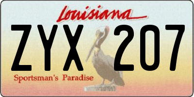 LA license plate ZYX207