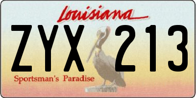 LA license plate ZYX213