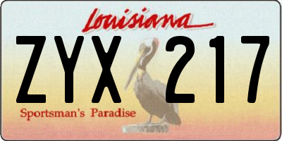 LA license plate ZYX217