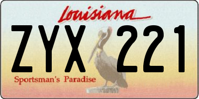 LA license plate ZYX221