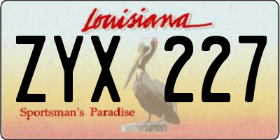 LA license plate ZYX227