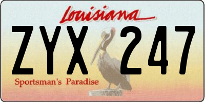 LA license plate ZYX247
