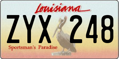 LA license plate ZYX248