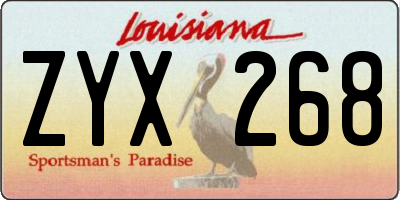 LA license plate ZYX268