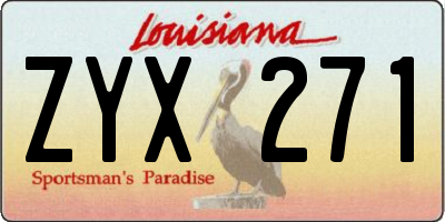 LA license plate ZYX271