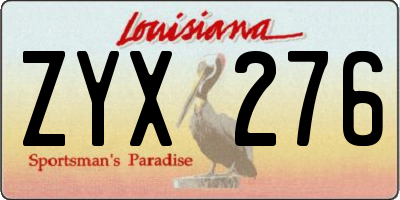 LA license plate ZYX276