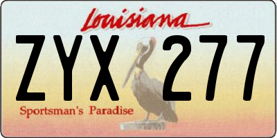 LA license plate ZYX277