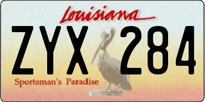 LA license plate ZYX284