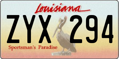 LA license plate ZYX294