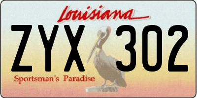 LA license plate ZYX302