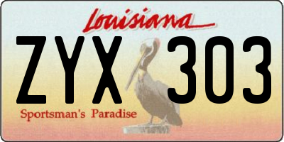 LA license plate ZYX303