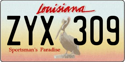 LA license plate ZYX309