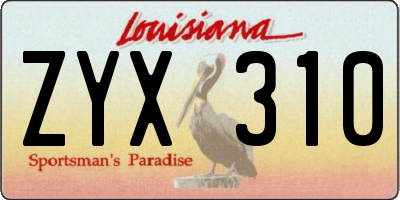 LA license plate ZYX310