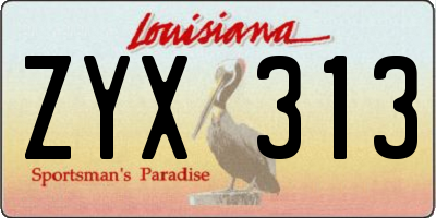 LA license plate ZYX313