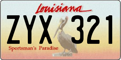 LA license plate ZYX321