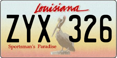 LA license plate ZYX326