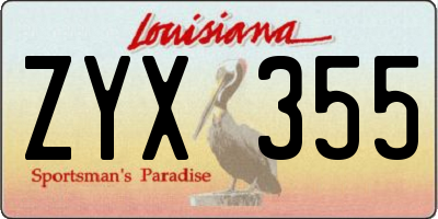 LA license plate ZYX355