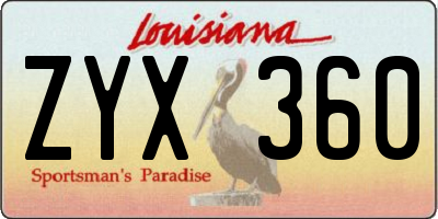 LA license plate ZYX360