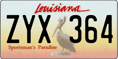 LA license plate ZYX364